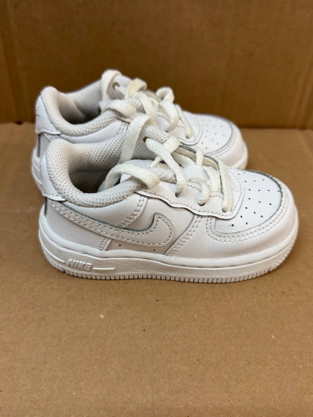Nike Air Force 1 Low Triple White Lace Shoes, Toddler Size 5C - 314194-117